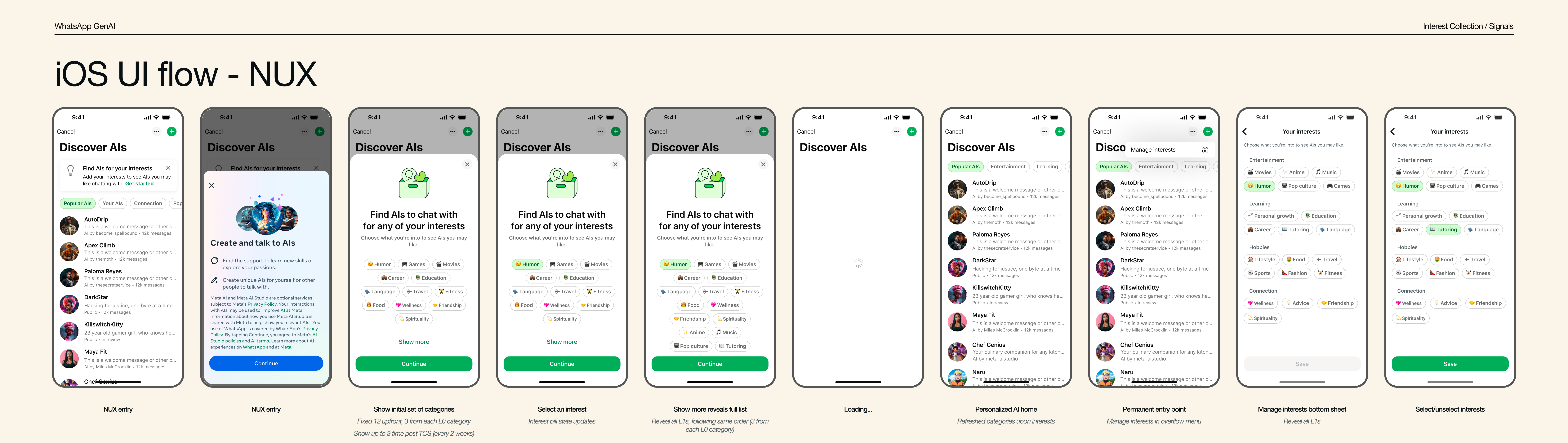Detailed UX flow: iOS build review screen.